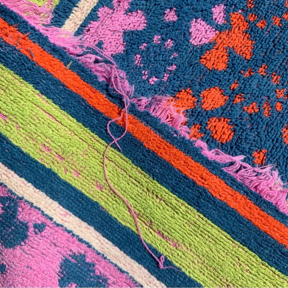 Lowest price! Vintage 70s terrycloth neon floral & striped towel